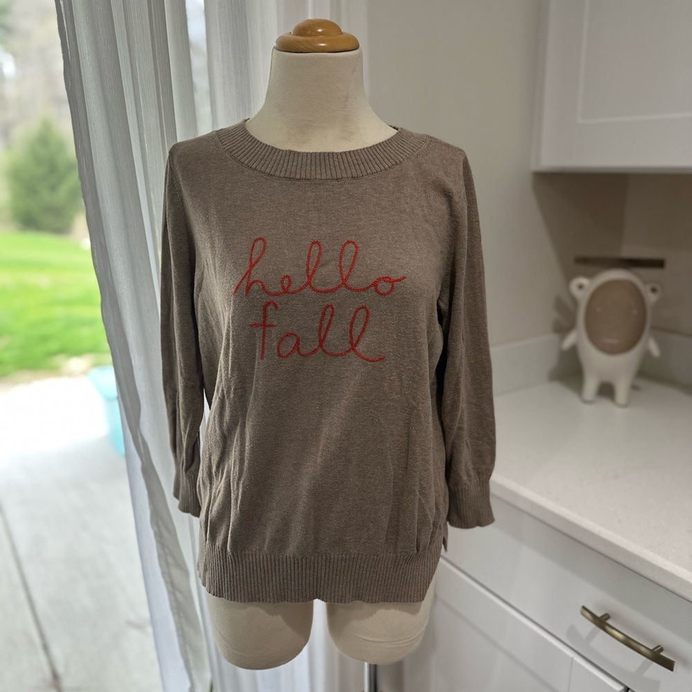 Women's Brown Sweater with Red Embroidery